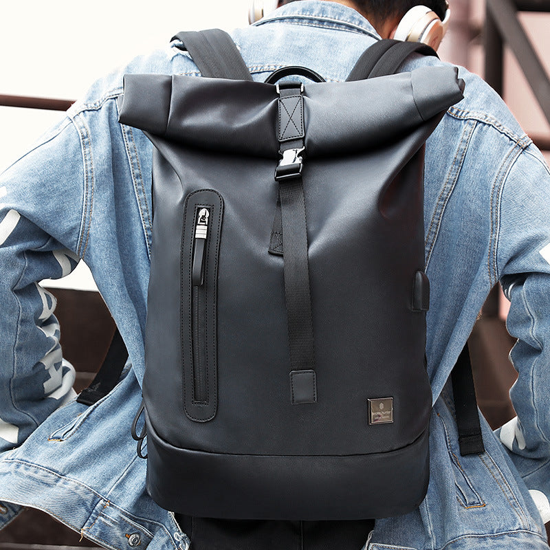 Celonox Textured Roll‑Top Anti‑Theft Backpack