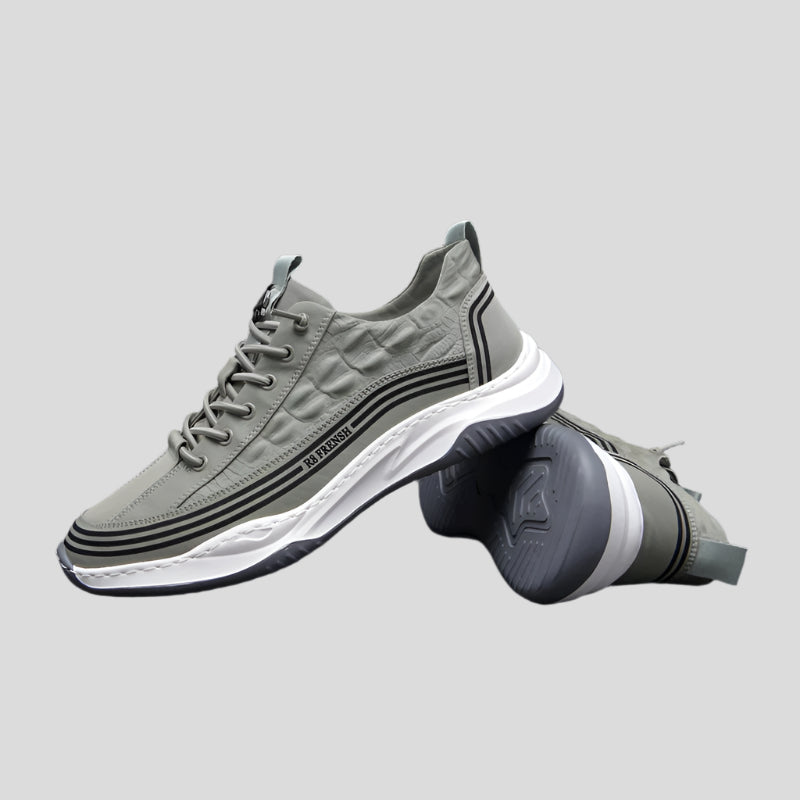 Celonox Textured Grey Leather-Effect Sneakers
