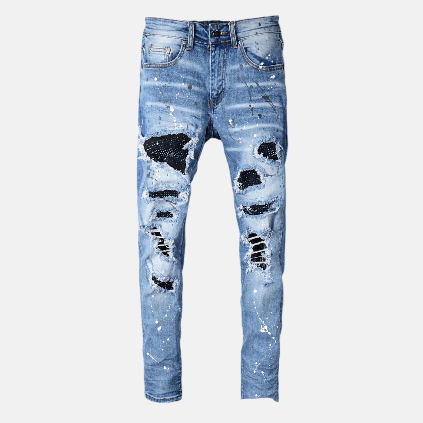 Men's Whiskered Patch Denim Jeans