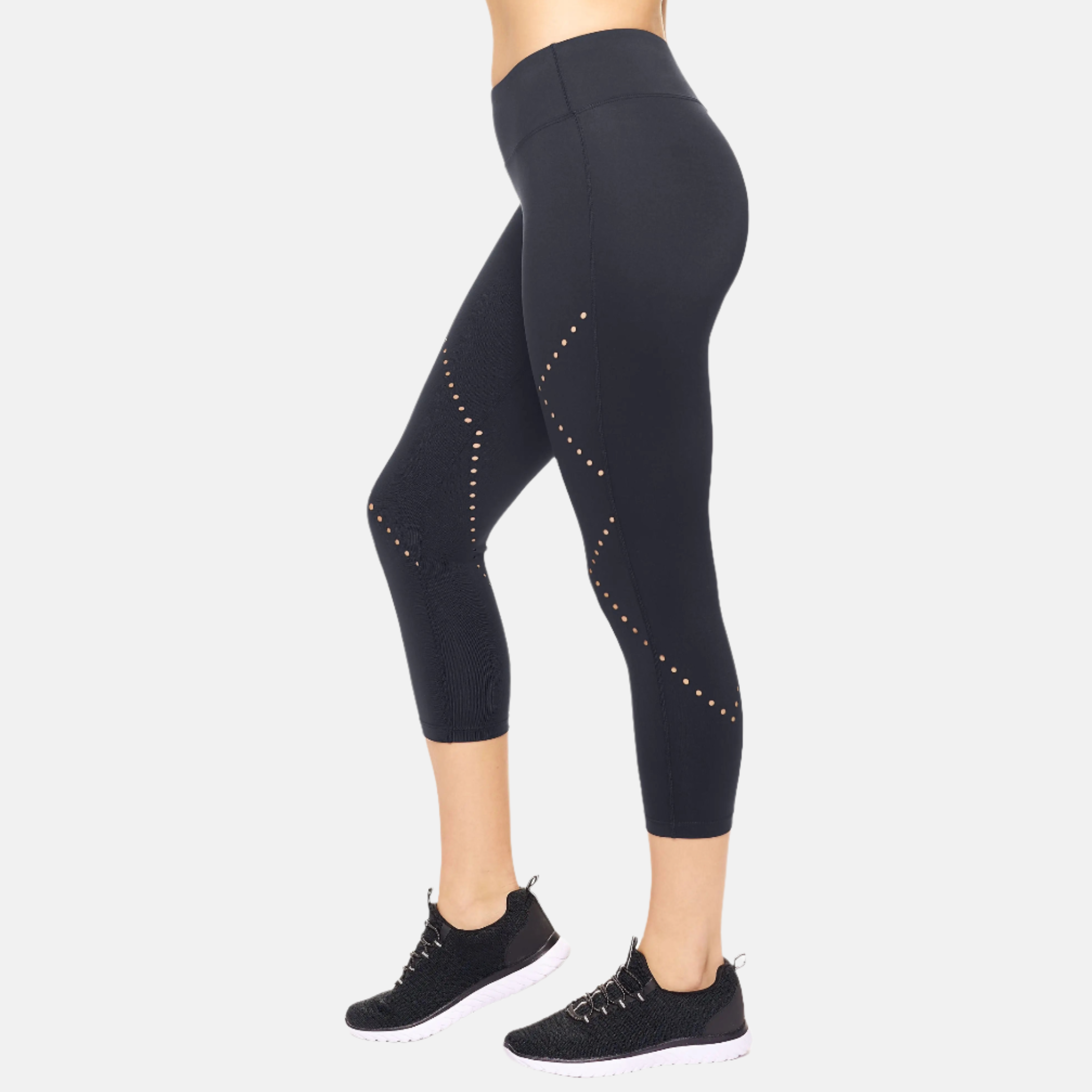 Leggings capri con corte láser y talle medio con diamantes 