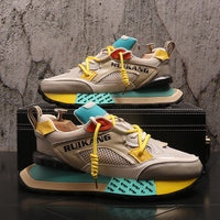 Premium Color-Block Mesh & Leather Sneakers