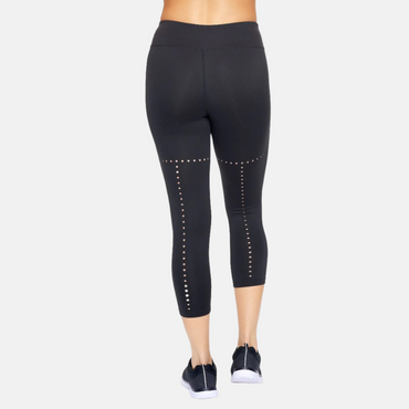 Leggings capri con corte láser y costuras sintéticas de talle medio