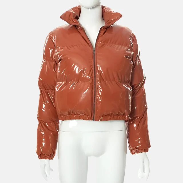 Shiny Cropped Puffer Jacket