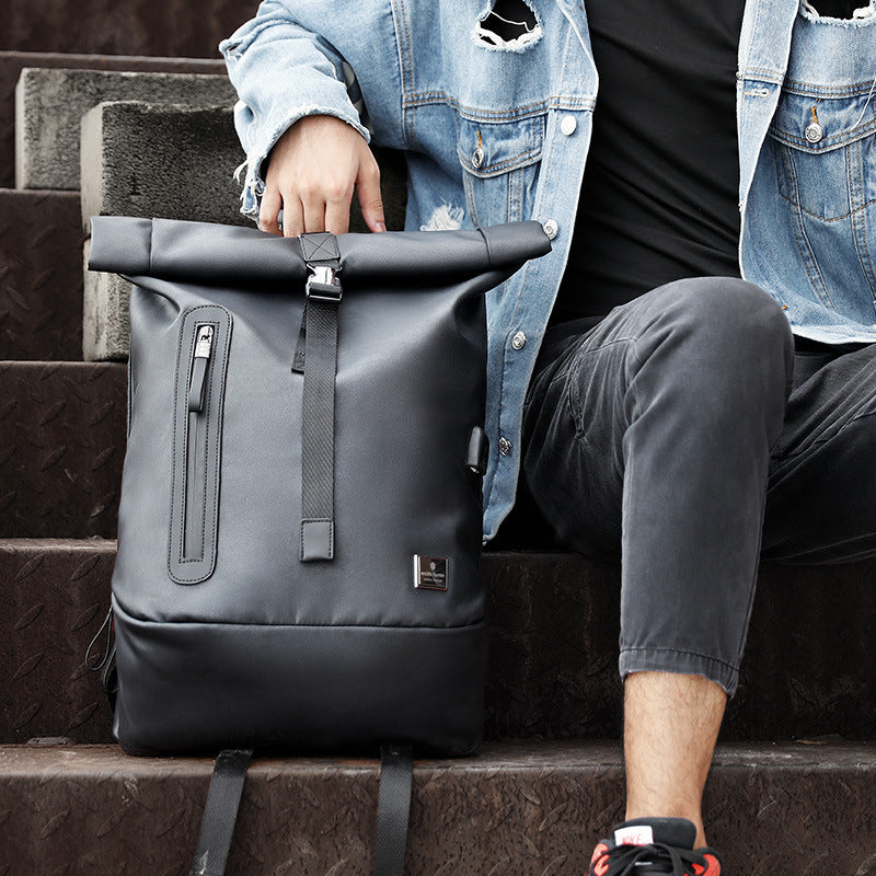 Celonox Textured Roll‑Top Anti‑Theft Backpack