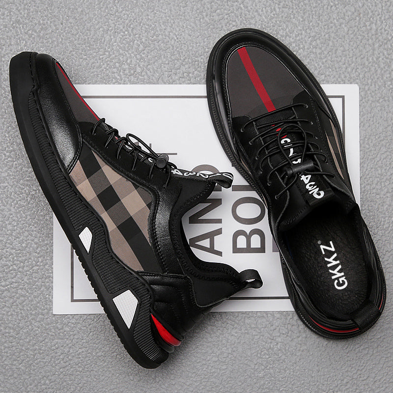 Celonox Black Plaid Slip-On Leather Runners