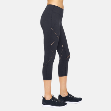 Women's High-Waisted Laser Cut Capri Leggings