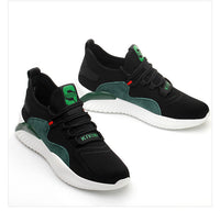 Celonox Black Knit & Green Suede Slip-On Runners