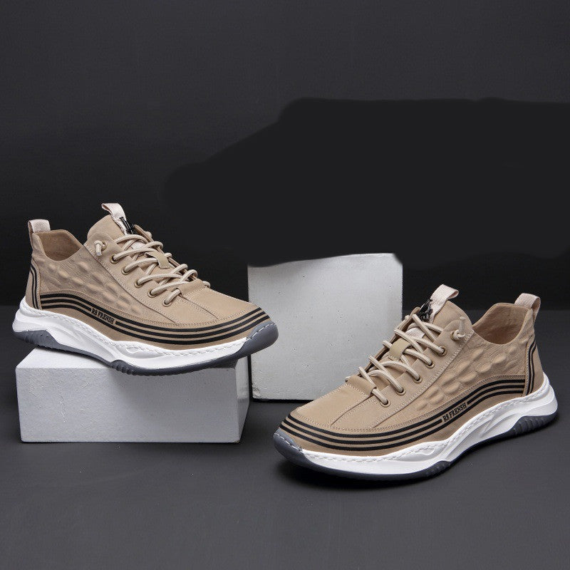 Celonox Textured Grey Leather-Effect Sneakers