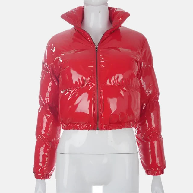 Shiny Cropped Puffer Jacket