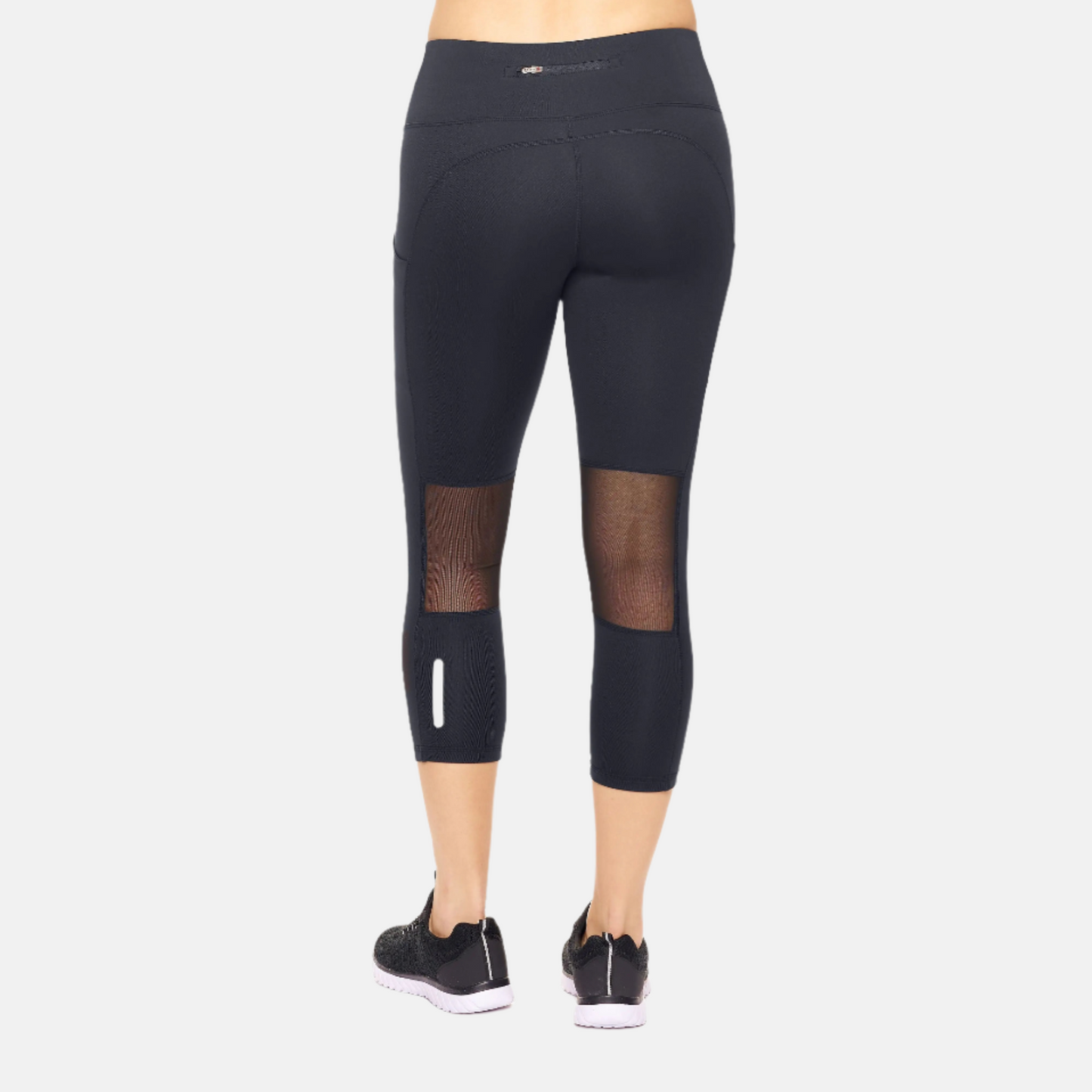 Women's Mesh Panel High-Waisted Capri Leggings