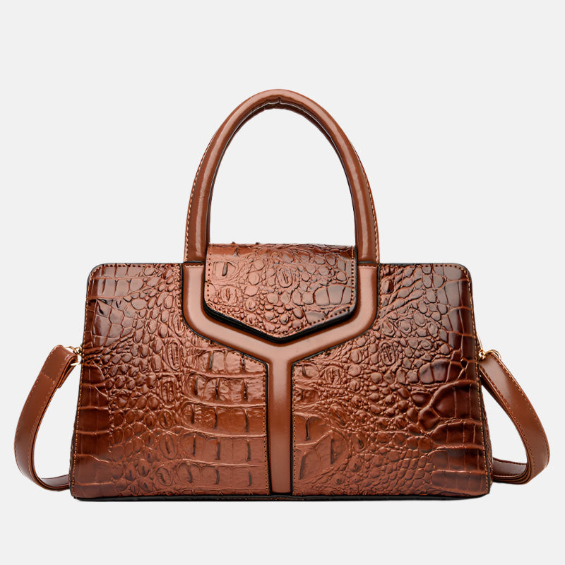 Luxury Crocodile-Embossed Leather Handbag