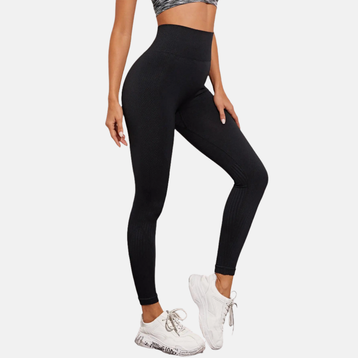 High-Waisted Seamless Black Leggings