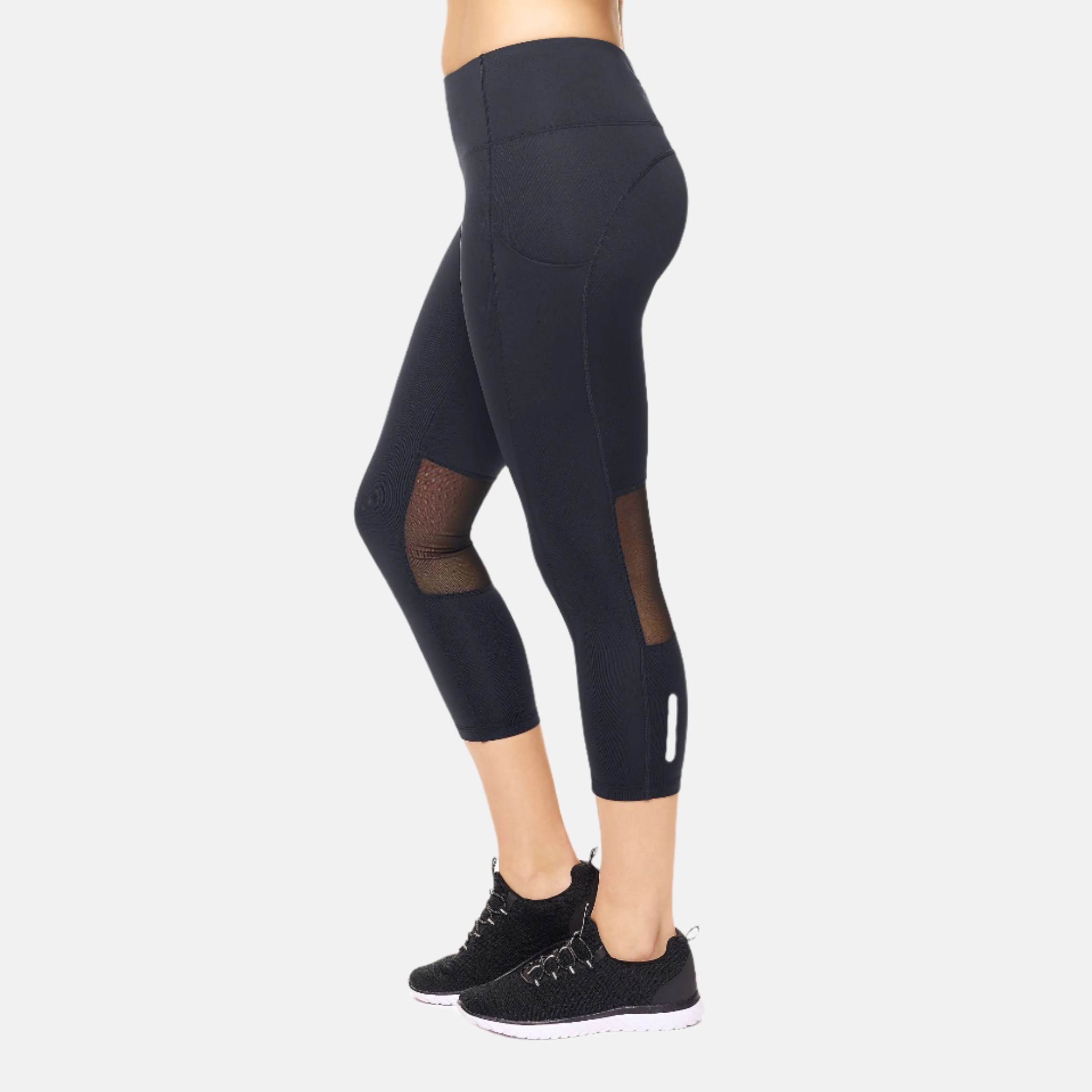 Women's Mesh Panel High-Waisted Capri Leggings