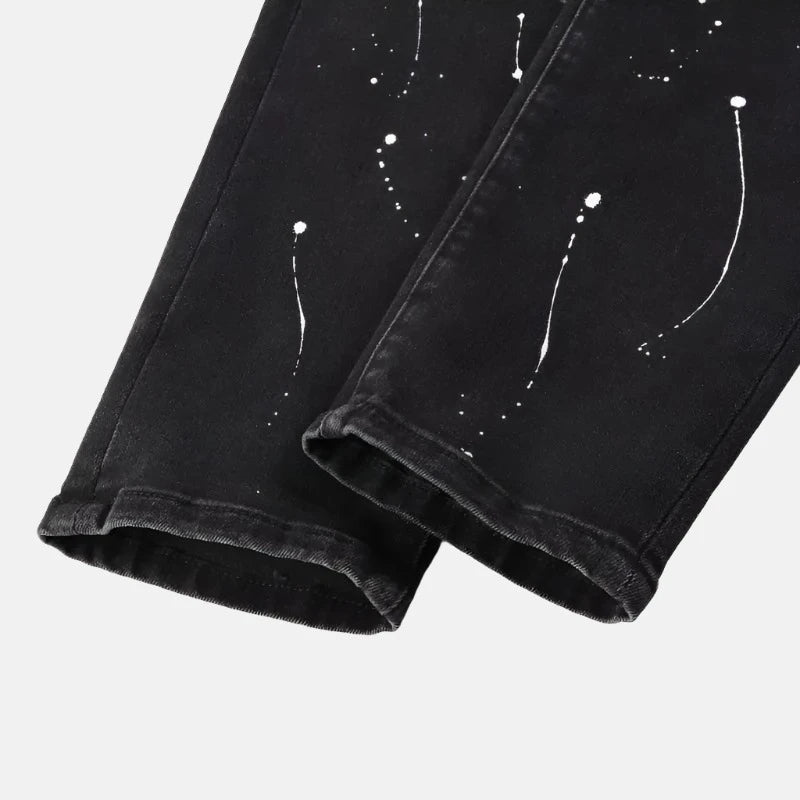 Distressed Jeans with Artistic Design