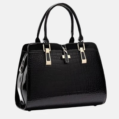 Glossy Crocodile Pattern Handbag