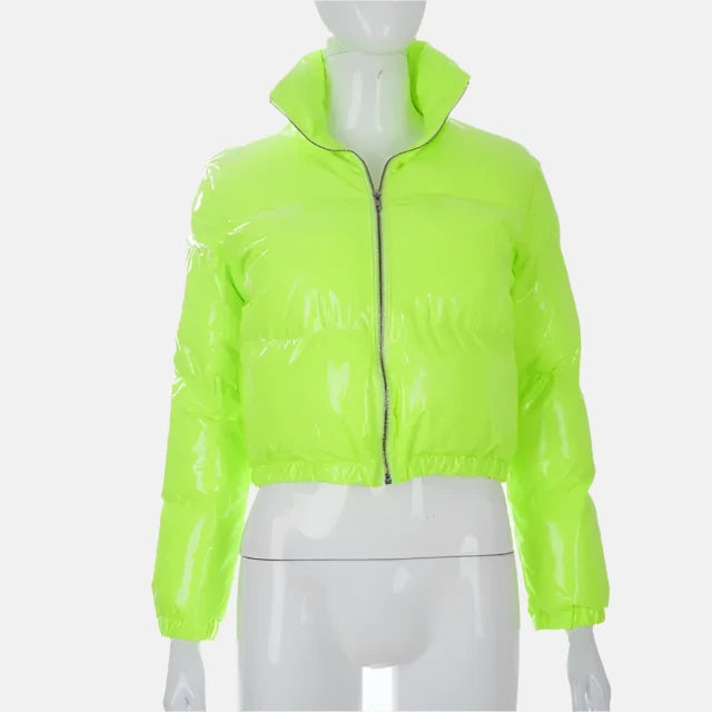 Shiny Cropped Puffer Jacket