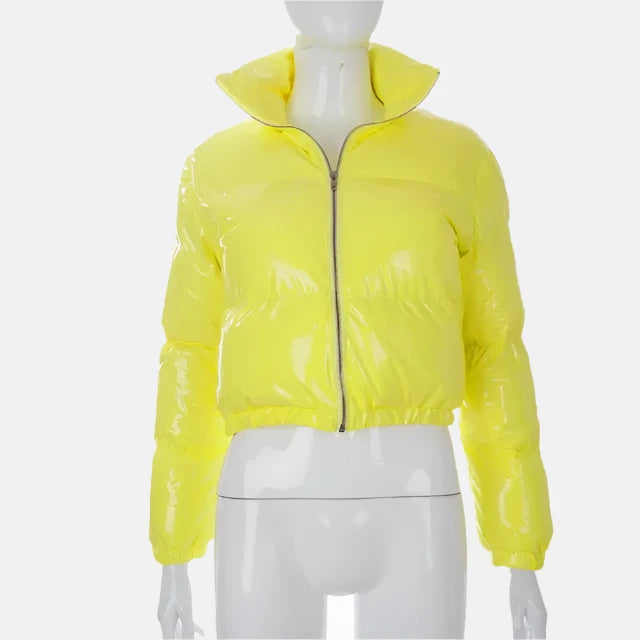 Shiny Cropped Puffer Jacket