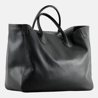 Classic Oversized Black Leather Tote Bag