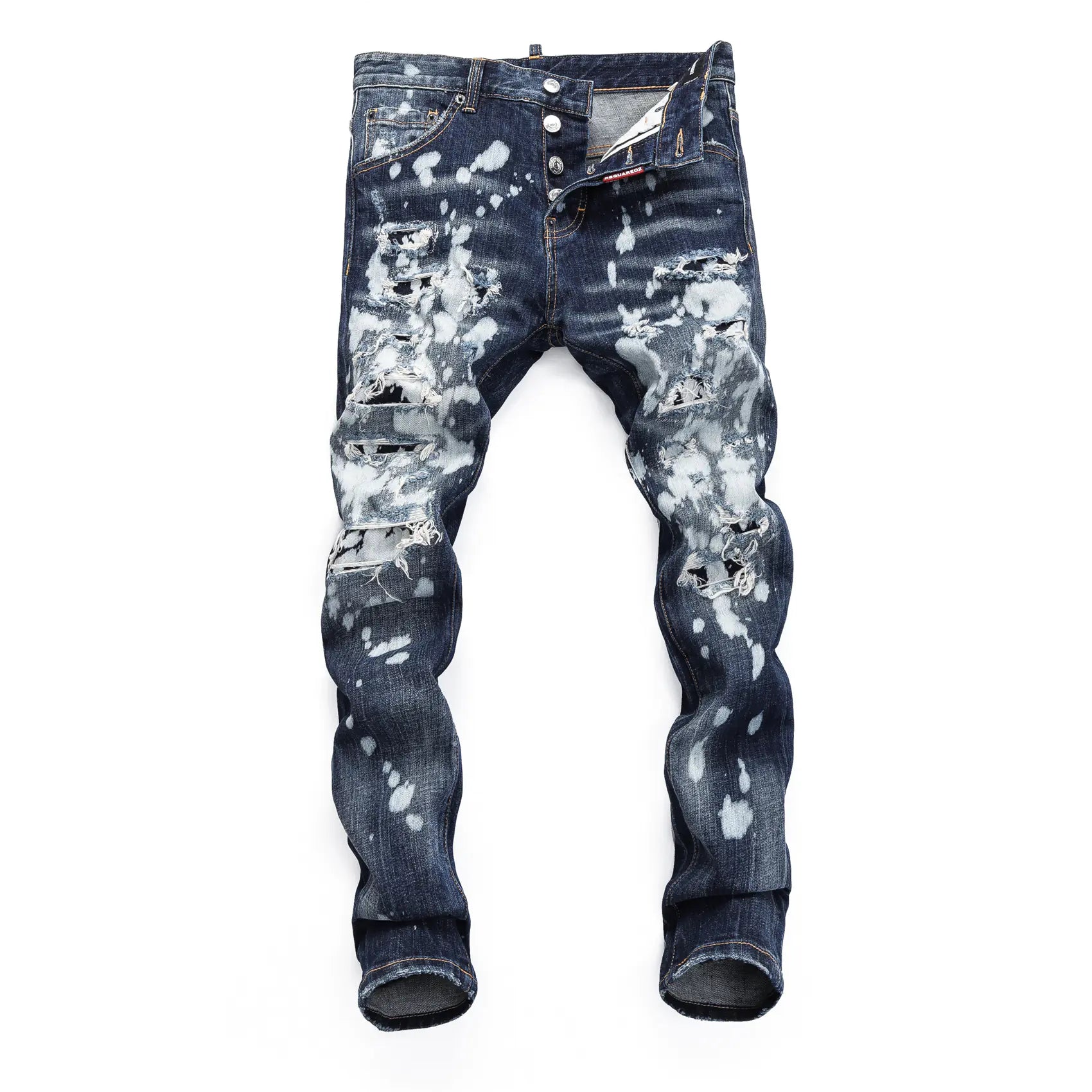 Midnight Paint-Splatter Distressed Jeans