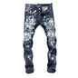 Midnight Paint-Splatter Distressed Jeans