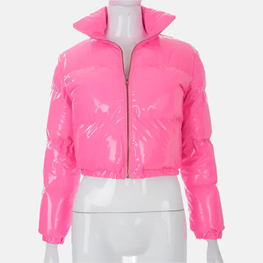 Shiny Cropped Puffer Jacket