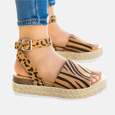 Zebra Print Platform Sandals