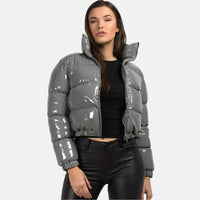 Shiny PU Leather Winter Jacket