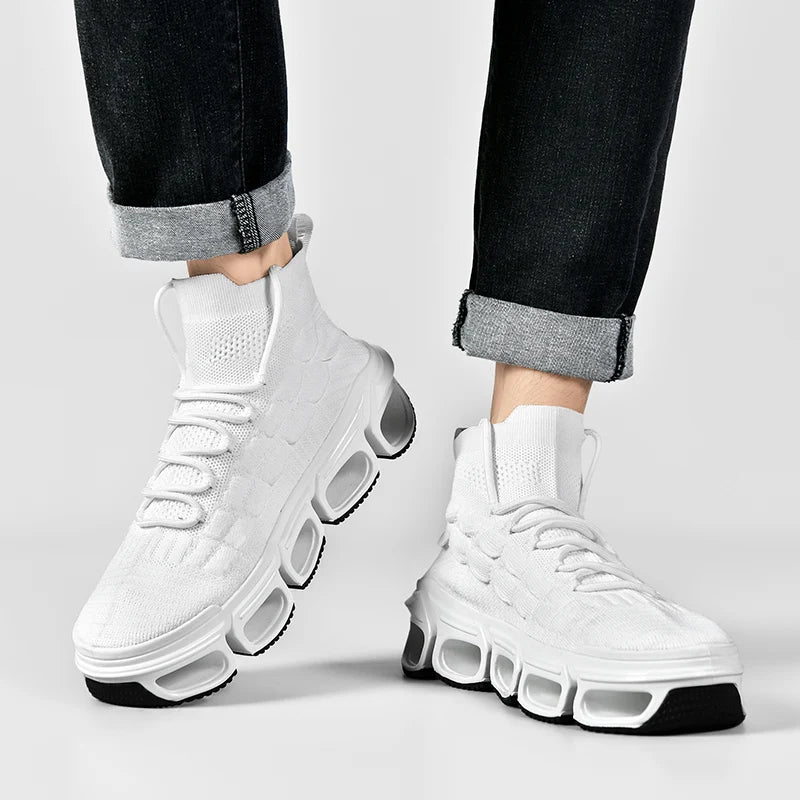 Innovative High-Top Sneakers with Hollow Tube Sole