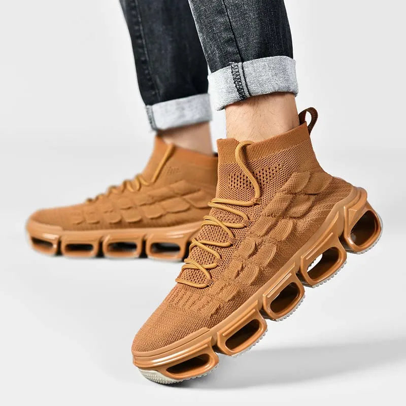 Innovative High-Top Sneakers with Hollow Tube Sole