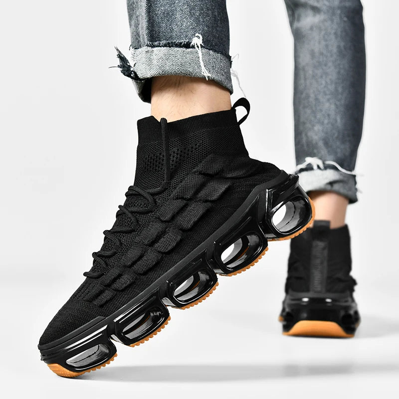 Innovative High-Top Sneakers with Hollow Tube Sole