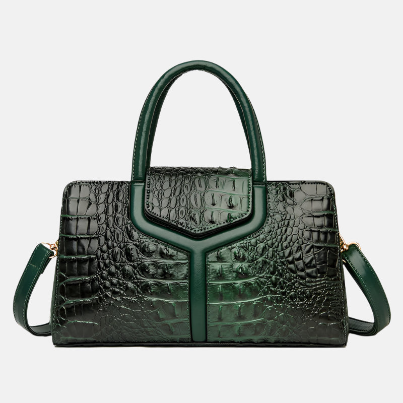 Luxury Crocodile-Embossed Leather Handbag