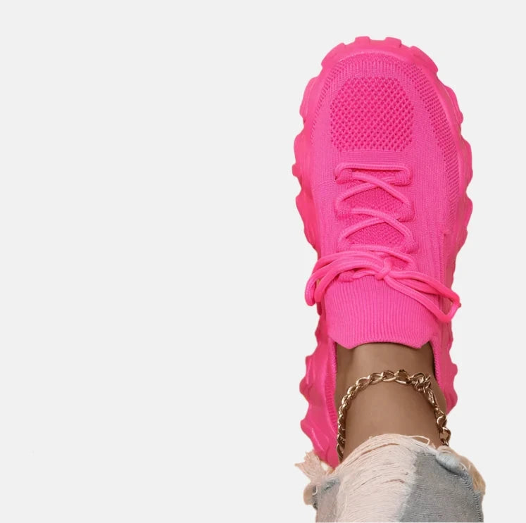 Chunky Sole Sneakers – Vibrant Pink