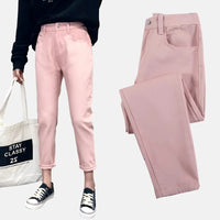 Korean Fashion Elastic Waist Jeans Trousers