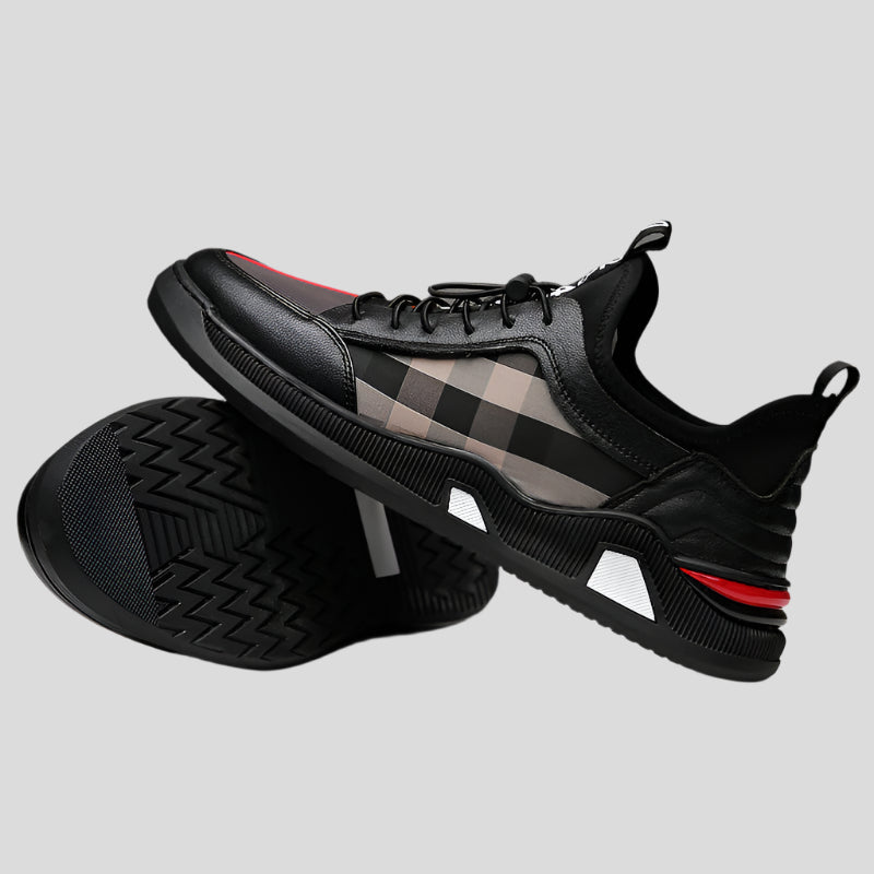 Celonox Black Plaid Slip-On Leather Runners