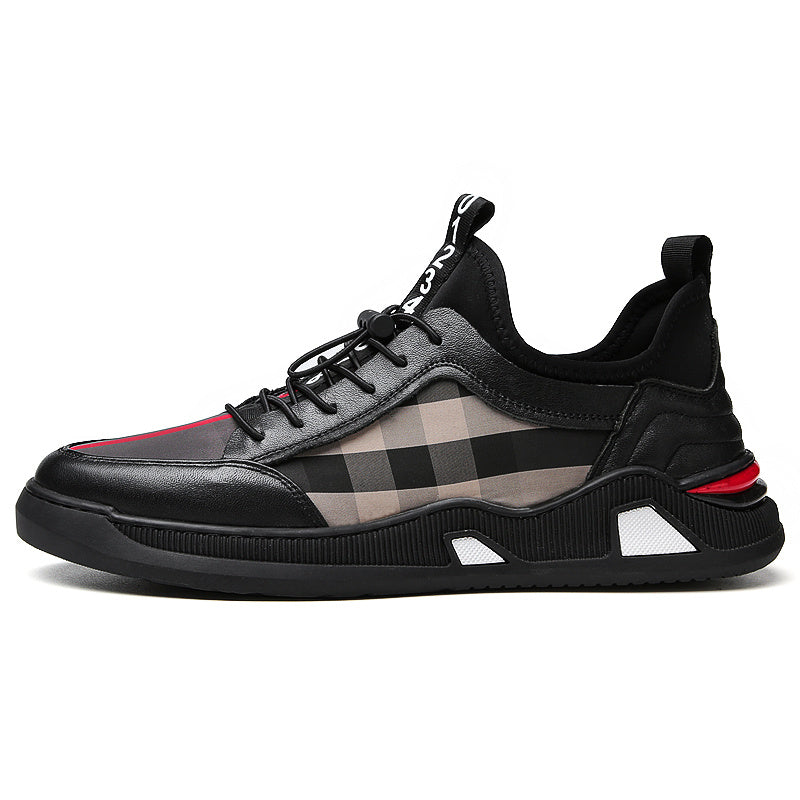 Celonox Black Plaid Slip-On Leather Runners