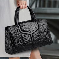 Luxury Crocodile-Embossed Leather Handbag