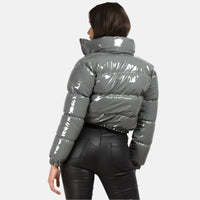 Shiny PU Leather Winter Jacket