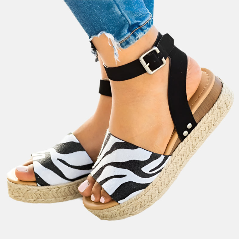 Zebra Print Platform Sandals