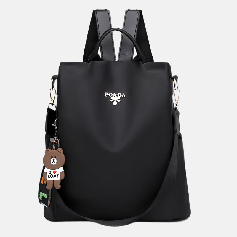 Stylish Anti-Theft Backpack with Bear Charm