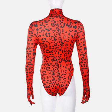 Fierce Red Leopard Print Bodysuit