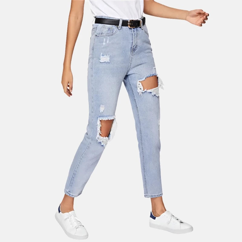 Distressed High-Waisted Jeans