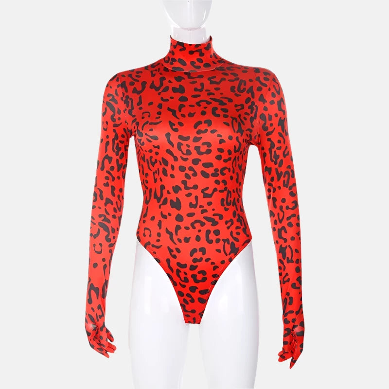 Fierce Red Leopard Print Bodysuit