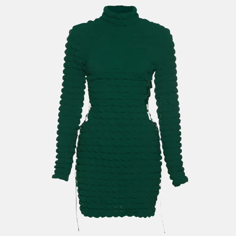 Emerald Green Textured Bodycon Dress