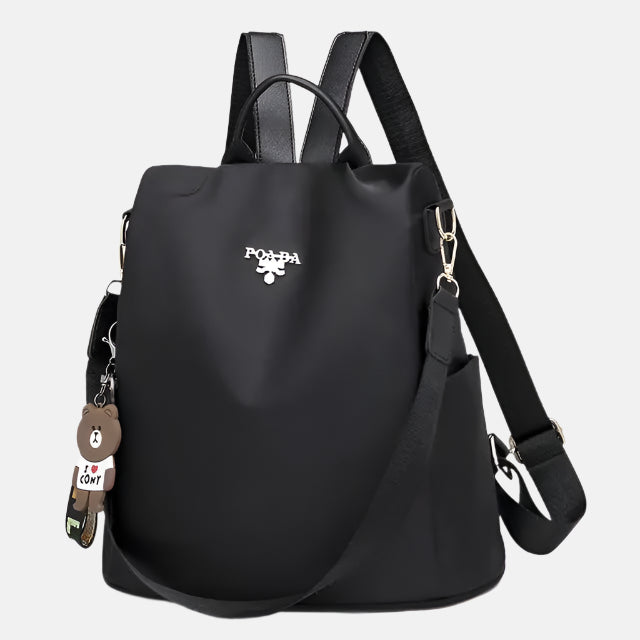 Stylish Anti-Theft Backpack with Bear Charm