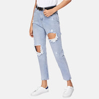 Distressed High-Waisted Jeans