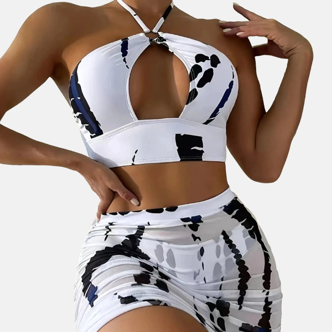 Bold Halter Neck Cutout Two-Piece Set