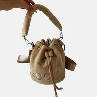 Brown Suede Bucket Bag