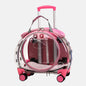 Rolling Hard-Shell Pet Carrier with Paw Design - Pink